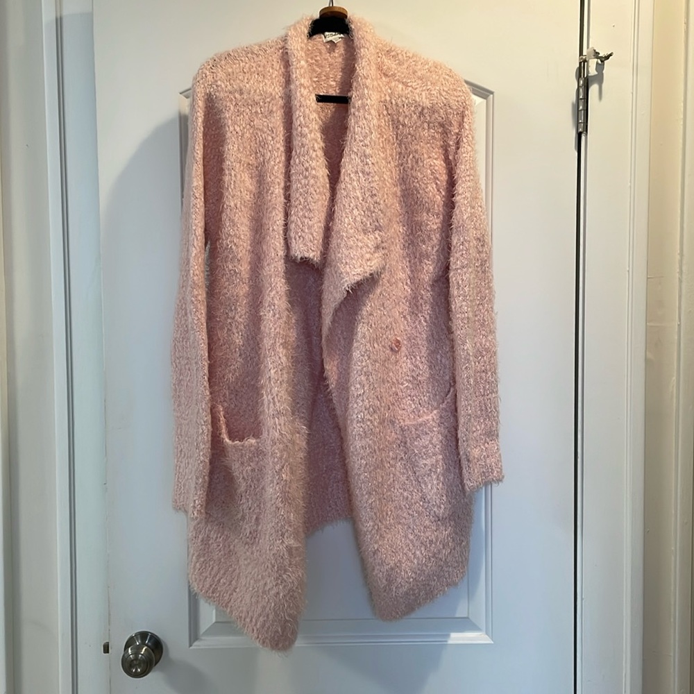 P.J. Salvage soft pink sweater jacket, size large